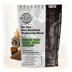 OLDSOUL Os-Mbc01 Mushroom Coffee Blend | 5-Mushroom Formula | Arabica Coffee | Energy, Focus, Immunity | 14 OZ (400 G) In Black