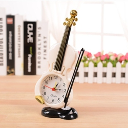 GREEN SCENIC Musical Violin Alarm Clock - Musical Instrument Shape Bedside Clock Cute Decoration for Bedroom/living Room, Perfect Gift for Music