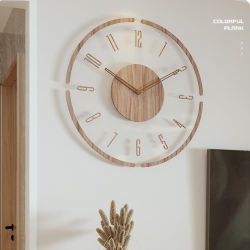 GREEN SCENIC 30Cm Simple Modern Wall Clock, Frosted Acrylic And Wooden Design, Silent And Tickless Battery-Powered Wall Clock, Round Simple