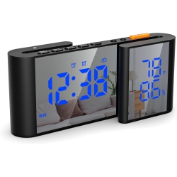 GREEN SCENIC Smart S-Shaped Dual Screen Led Display Mirror Display Alarm Clock - Temperature And Humidity Display, 15-Level Volume Adjustment, Sleep