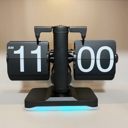 GREEN SCENIC Retro Automatic Page-Turning Desk Clock \w Ambient Light - Stainless Steel/pp Construction, Silent Flip Mechanism, Perfect For