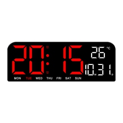 GREEN SCENIC Multifunctional Led Wall Clock - HD Display, Adjustable Brightness And Temperature Display, Automatic Dimming, Dual Alarm Clock(Plug-In