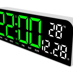 GREEN SCENIC Stylish Led Alarm Clock - Large Screen, Countdown, Adjustable Brightness And Temperature Display Minimalist Led Desktop Clock(Plug-In