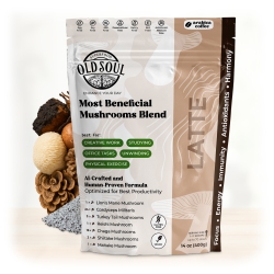 OLDSOUL Os-Mlt03 Mushroom Latte Blend | 7-Mushroom Formula | Arabica Coffee | Energy, Focus, Immunity | 14 OZ (400 G)