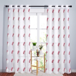 CANADIAN LINEN Voile Sheer Curtains W 52" X L 84" 2 Panels Light Filtering Washable Sheer Window Drapes Ring Curtain, Decorative White/pink