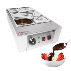 ALDKITCHEN A-C2002-6 Chocolate Melting Machine | Home Or Bakery Use | Stainless Steel | Manual Control | 6 Tanks | 110V