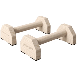SOOZIER Push Up Handles, Wooden Parallettes Bars With Non-Slip Base, Calisthenics Equipment for Home, Gym, Fitness, Exercise, Natural Wood
