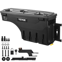 VEVOR Truck Bed Storage Box, Lockable Swing Case \w Password Padlock, 6.6 Gal/25 L Abs Wheel Well Tool Box, Waterproof And Durable, Compatible \w
