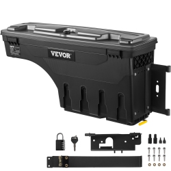 VEVOR Truck Bed Storage Box, Lockable Lid, Waterproof Abs Wheel Well Tool Box 6.6 Gal/20 L \w Password Padlock, Compatible \w Dodge Ram 1500