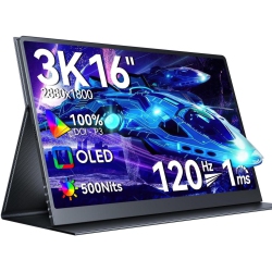 UPERFECT Oled Portable Monitor 16", 3K 2880X1800 120Hz 0.1Ms Portable Gaming Display 500 Nits Brightness| 100000:1 Contrast| 100% Dci-P3| Ultra-Slim