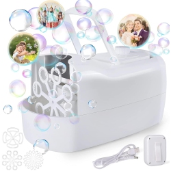 MYACUC Electric Bubble Machine With 3 Bubble Holes, USB Plug-In Portable Stage Toy for Indoor And Outdoor Birthday Parties