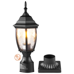 VEVOR 15.75 In Height Dusk to Dawn Outdoor Post Light, Waterproof Lamp Post Light Fixture \w 5.5 In Pier Mount Base Glass Shade, Lightning-Proof