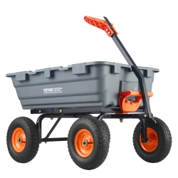 VEVOR 6.48 Cu.ft Garden Cart, Durable Poly Dump Cart \w Simple Assembly Steel Frame, Versatile Dump Wagon \w Dual-Function Handle, 1200 Lbs Load
