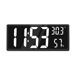 MYACUC Led Digital Wall Clock, Large Digital Wall Clock With Indoor Temperature And Humidity, Large Digital Display, Indoor Office, 12/24H