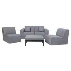 DEKO LIVING 4 Place Seating Outdoor Compression Foam Sofa And Table Set In Gray