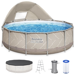 BESTWAY Steel Pro Max 13' X 42" Round Above Ground Pool Set With Canopy & Ladder