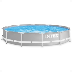 INTEX 12 Foot X 30 Inch Prism Frame Round Above Ground Swimming Pool, (No Pump)
