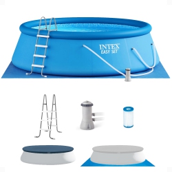 INTEX 15' X 48" Inflatable Easy Set Above Ground Swimming Pool W/ Ladder & Pump