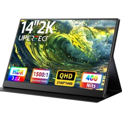 UPERFECT 14" 2K Portable Monitor 2160 1440 HDMI USB C Display Fhd 1500:1 Screen for Laptop PC And Game Xbox Ps