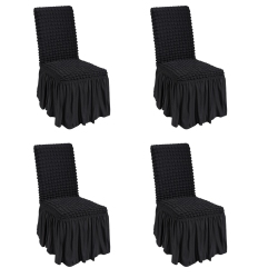 VEVOR 4 PCs Stretch Spandex Folding Chair Covers, Universal Fitted Chair Cover \w Skirt, Removable Washable Protective Slipcovers, for Wedding