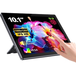 UPERFECT 10.1" 1920X1200 Portable Touchscreen Monitor for Pi 4B/3B+/3B With Case, Fan, Stand, Vesa, Speaker, Type-C & HDMI In Raspberry