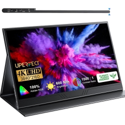 UPERFECT True 4K Portable Monitor, 15.6" Uhd Ips 3840X2160, 600 Nits Brightness, 100% Adobergb, USB-C, HDMI, Otg, HDr, Freesync, Dual Speakers, Arch