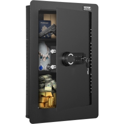 VEVOR 25.59" Tall Wall Safe, 3-Tier Hidden Wall Safe \w Keypad, 3 Removable Shelves & 6 Key Holders, Q235 Cold-Rolled Steel In Wall Safe \w Led Light