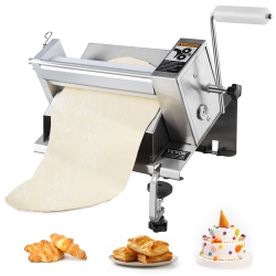 VEVOR 1/2 Inch Manual Dough Sheeter Machine, Puff Pastry Sheeter And Fondant Roller, Handle, Panel, Roller for Easy Cleaning, Adjustable Thickness, For