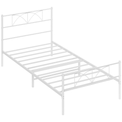 HOMCOM Twin Bed Frame, Metal Platform Bed Frame \w Headboard And Footboard, Steel Slat Support, Underbed Storage, No Box Spring Needed, Easy Assembly