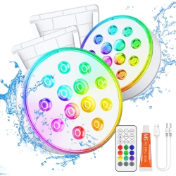 MYACUC Pool Lights, Floating Submersible Led Lights With Remote, Waterproof Hot Tub Lights Underwater Above Ground Inground 16 Colors Dynamic Decorate