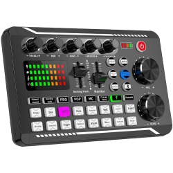 MYACUC F998 Live Sound Card Audio Mixer Podcast, Voice Changer for Board for Microphone Karaoke