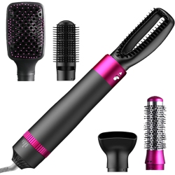 GREEN SCENIC 5 In 1 Hair Dryer Brush Hot Air Brush With Replaceable Brush Heads for All Hair Types (Dark Purple)