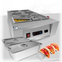 ALDKITCHEN Ap-333W Digital Food Warmer | Electric Buffet Station | Commercial Stainless Steel Steam Table | 8 Pots 28.6 Lb | 110V