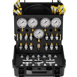 VEVOR Hydraulic Pressure Test Kit, 10/100/250/400/600Bar, 5 Gauges 13 Couplings 14 Tee Connectors 5 Test Hoses, Excavator Hydraulic Test Gauge Set