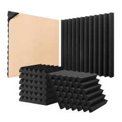 VEVOR 24 Pack Acoustic Foam Panels, 12 X 12 X 2 Inches, High Density Soundproof Fire-Resistant Wall Panels, Sound Dampening Absorbing Panels For