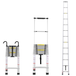 VEVOR 16.5Ft Aluminum Lightweight Extension Ladder, Multi-Button Retraction Collapsible Ladder, 419 Lbs Capacity \w Non-Slip Feet, Portable Compact