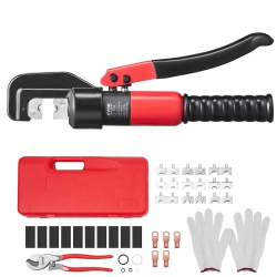 VEVOR Hydraulic Crimping Tool \w 9 Sets Of Dies Awg12-2/0 Copper And Aluminum Terminal Battery Lug Crimper, \w A Cutting Pliers, 5PCs Connectors