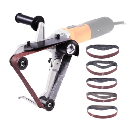 VEVOR 5/8-11" Belt Sander Adapter for Angle Grinder, Pipe Or Tube Sanding Attachment \w Thread And 10PCs Sanding Belts, Sander Attachment Pipe