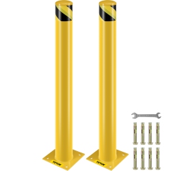 VEVOR 42 Inch Safety Bollard, 4.5 Inch Diameter Steel Pipe Safety Bollard Post Steel Bollard, Steel Safety Bollard \w 8 Anchor Bolts, Perfect For