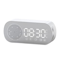 MYACUC USB Charging Mirror Alarm Clock, Digital Clock, Bedroom Alarm Clock With Bluetooth Speaker for Bedroom Office