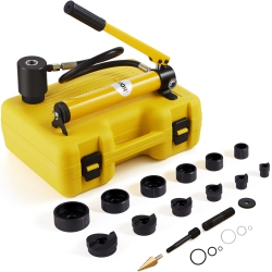 VEVOR 10 Ton Hydraulic Knockout Punch Kit, 1/2" to 2" Conduit Hole Cutter Set, Ko Tool Kits \w Puncher 6 Piece, for Aluminum, Brass, Stainless