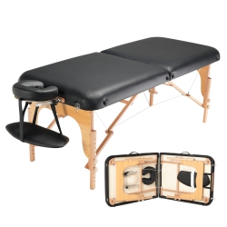 VEVOR 30" W Professional Folding Wide Massage Table, 8-Level Height Adjustable Facial Salon Tattoo Bed, Portable Spa Table \w Headrest, Hand Pallet