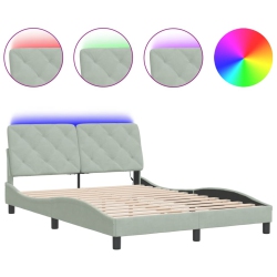 VIDAXL Bed Frame With Led Without Mattress "hanko" Light 137X190 Cm Velvet In Grey