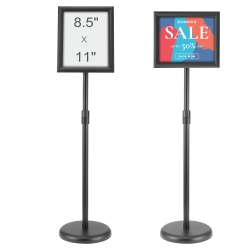 VEVOR 8.5 X 11 Inch Pedestal Sign Holder, Vertical And Horizontal Adjustable Poster Stand, Heavy-Duty Floor Standing Sign Holder \w Round Base For