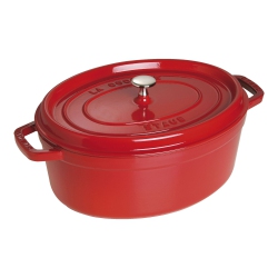 STAUB La Cocotte 6.75 L Cast Iron Oval Cocotte, Cherry (Visual Imperfections - B Stock)