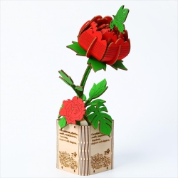GREEN SCENIC 3D Wooden Puzzle Peony Flower Puzzle Children's Educational Toys for Birthday Gifts, Memorial Gifts