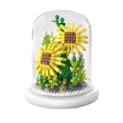 GREEN SCENIC Eternal Life Bouquet Sunflower Flower Building Blocks Flower Small Particles Assembled Puzzle Micro Particles Toy Birthday Gift