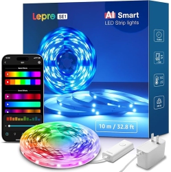 LEPRO Se1 Ai Led Strip Lights, 32.8Ft Wifi RGB Led Lights, Work With Alexa & Google Led Lights Strip for Bedroom, Segmented Diy Led Light Strips