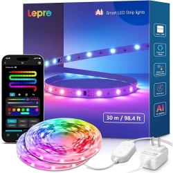 LEPRO S1 Ai Led Lights, 98.4Ft Wifi RGBic Led Lights Strip for Bedroom, Work With Alexa & Google Led Strip Lights, Music Sync Llm RGB Lights