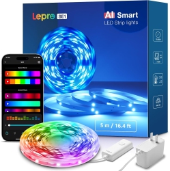 LEPRO Se1 Ai Led Strip Lights, Llm RGB Led Lights, Work With Alexa & Google Wifi Led Lights Strip for Bedroom, Segmented Diy Led Light Strips, 16.4Ft